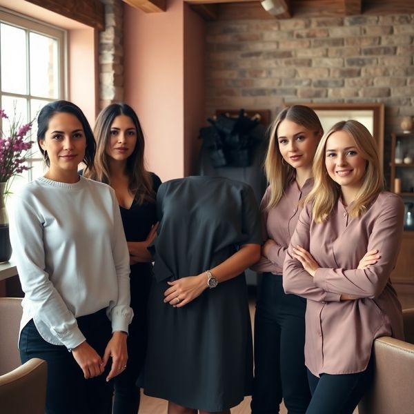 Group portrait of the Rivervbeta stylists in the salon